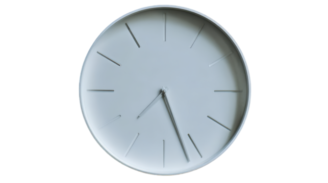 Minimalist White Wall Clock - Time Concept with Clean Design and Isolated Transparent Background - Powered by Adobe