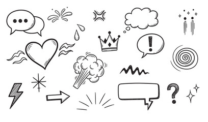 Fototapeta premium Hand drawn doodle set of various elements for design and decoration purposes