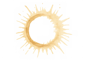 Coffee or tea cup ring stain splashing on transparent background, perfect for adding a realistic touch to designs