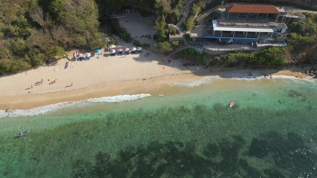 Idyllic Pantai Gunung Payung Beach Uluwatu Bali Indonesia Static Drone Shot 4K 60FPS