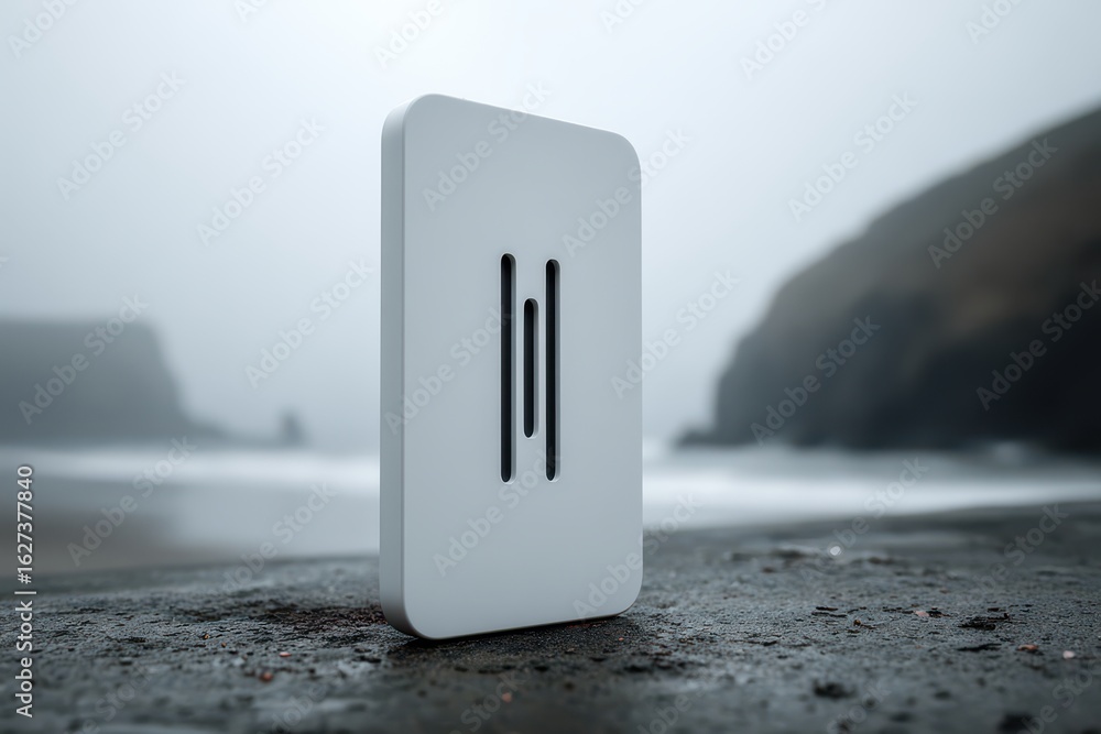 Fototapete white rectangular object with two parallel lines. beach setting