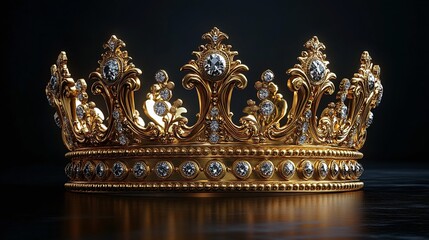 Fototapeta premium Ornate golden crown studded with brilliant diamonds.
