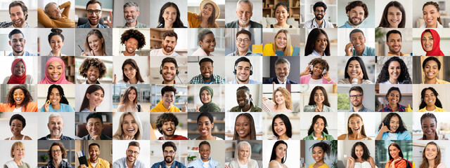 A vibrant collage showcases a diverse group of people smiling and expressing joy. Each individual...