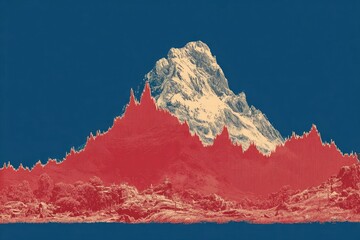 Snowy peak, red chart overlay