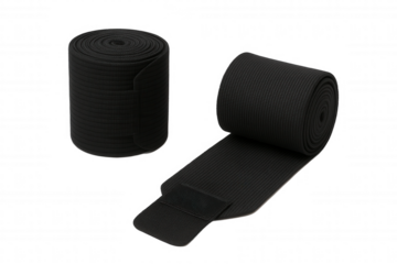 Two Black Elastic Bandages with Hook-and-Loop Fasteners for Support and Injury Prevention