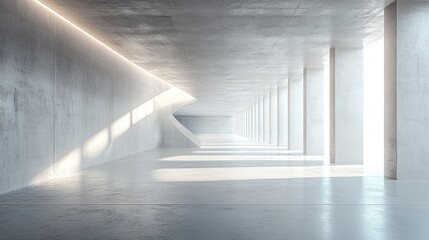 3d render of abstract futuristic architecture with empty concrete floor. Scene for car presentation.