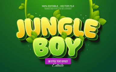 Jungle boy forest green 3d text effect editable
