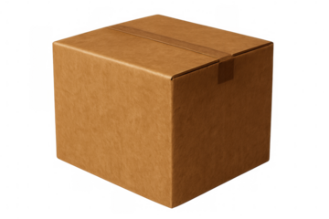Sealed cardboard box isolated on transparent background, ideal for shipping and e-commerce visuals
