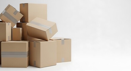 Fototapeta premium Cardboard Box Stack on White Background