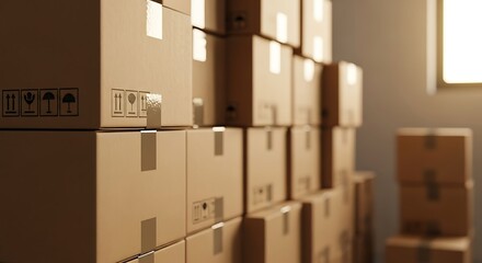 Stack of Boxes Closed in Warehouse