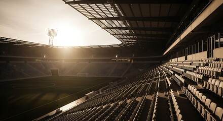 Stadium with Empty Seats and Bright Sunlight