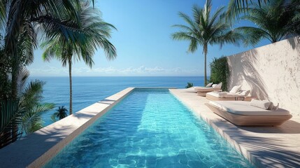3D rendering of the rooftop swimming pool
