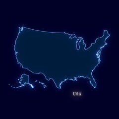 Obraz premium USA Abstract Futuristic Neon Outline Map