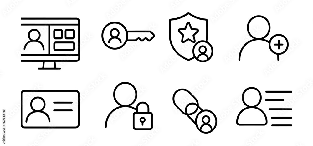 Poster user interface line icon set for web and mobile applications