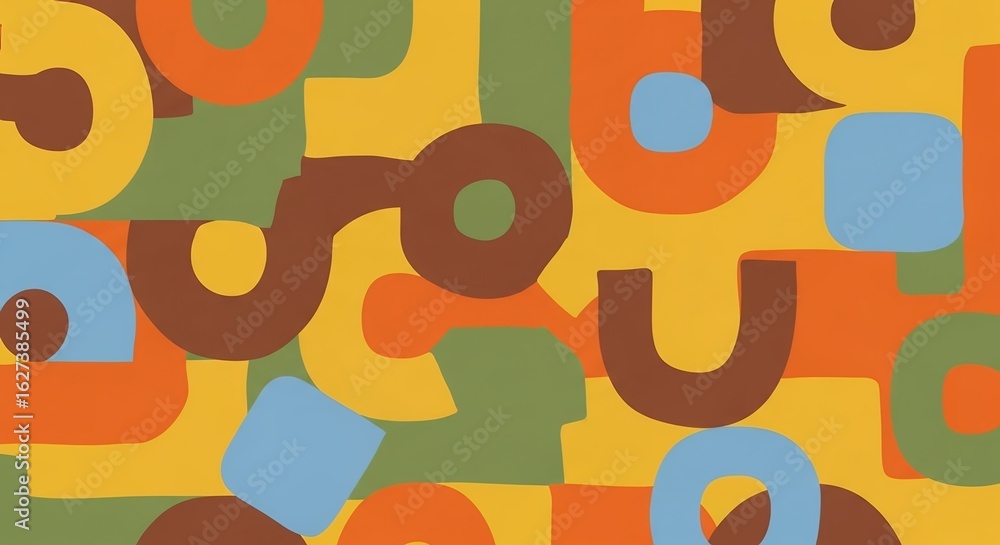 Aufkleber a vibrant display of abstract geometric shapes in earthy tones create a playful composition, concept