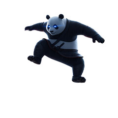 Obraz premium Dynamic Kung Fu Panda Character with Glowing Blue Eyes in Action Pose