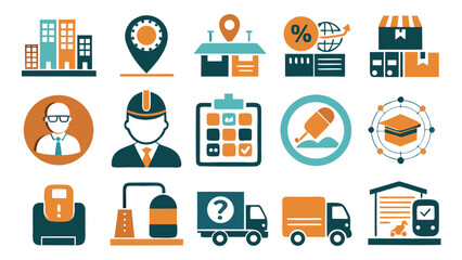 Logistics, Business & Industrial Icons Set - Supply Chain, Management & Delivery Vectors