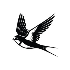 Vector art of swallow bird in flight, isolated on white background