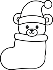 Teddy Bear in Christmas Stocking Outline