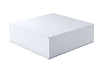 Fototapeta premium Blank white wide flat packaging box mockup, high-resolution PNG isolated on transparent background for seamless product cutout, branding visualization, e-commerce display, and graphic design