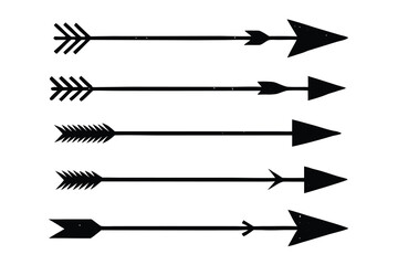 Fototapeta premium Five Hand-Drawn Black Arrows; Tribal, Bohemian, Modern Design Elements; Vector Illustration