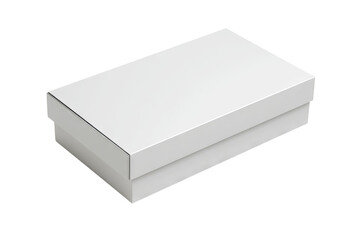 Fototapeta premium Blank white wide flat packaging box mockup, high-resolution PNG isolated on transparent background for seamless product cutout, branding visualization, e-commerce display, and graphic design