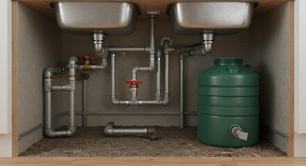 Under Sink Plumbing with Water Tank