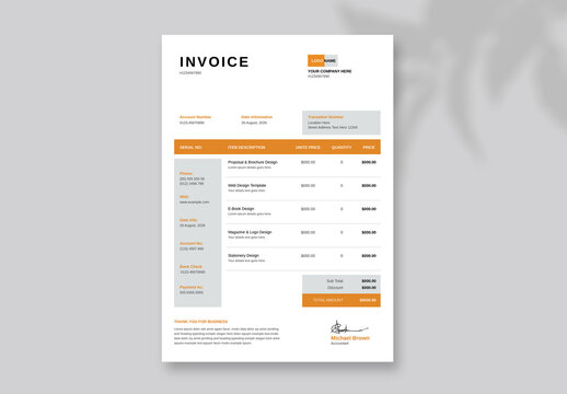 Clean Invoice Design Layout