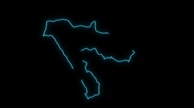 Saudi Arabia Tabuk Abstract Futuristic Concept Neon Map Animation 4k