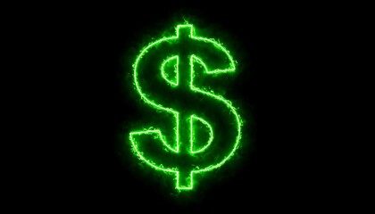 Obraz premium Glowing green dollar sign