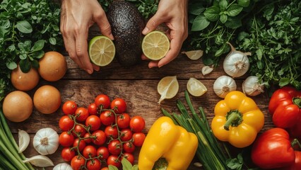 Fresh Ingredients for a Healthy Meal Preparation Scene