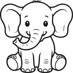 Obraz premium Adorable baby elephant sitting with big ears and trunk