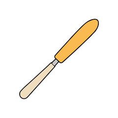 Fototapeta premium Simple illustration of a butter knife with a yellow handle