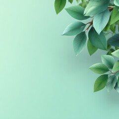 Light teal background with vibrant green leaves