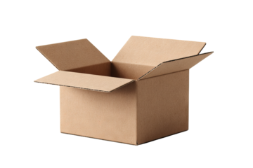 High-resolution cardboard box packaging mockup in transparent PNG format perfect for seamless product cutouts, label design previews, and versatile branding presentations