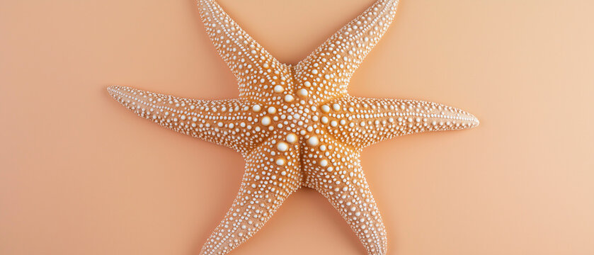 Estrela-do-mar texturizada sobre fundo salm&atilde;o
