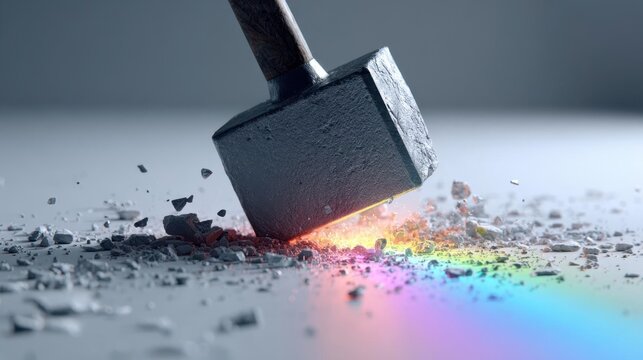 Hammer Striking with Rainbow Effect
