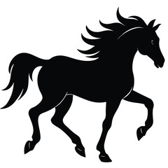 Elegant black horse silhouette in motion running