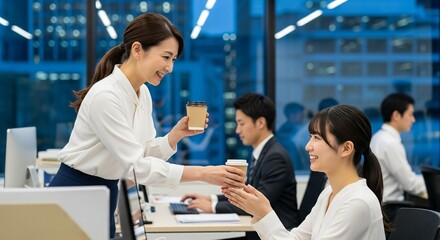 先輩社員からの労い：コーヒーで結ばれる温かい関係