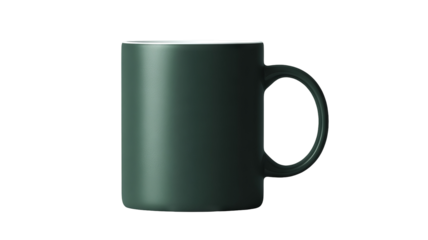 High-resolution dark green ceramic mug mock-up on true transparent background, isolated PNG template ideal for branding, print-on-demand previews, e-commerce product listings, and graphic design