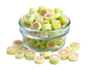 Fresh Julienned Lemongrass Isolated on White Background