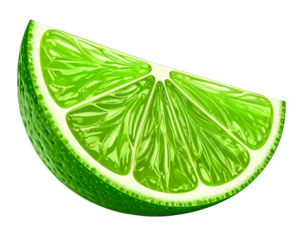 Fresh Lime Wedge Isolated on White Background