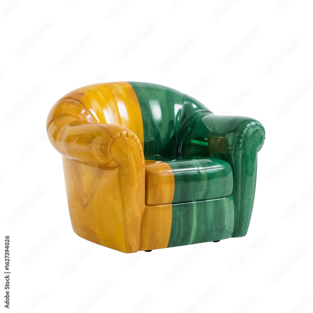 Poster luxurious two-tone armchair displayed with elegant transparency and precise lighting