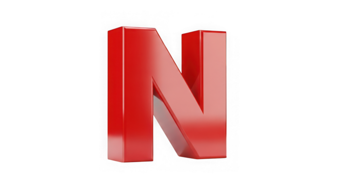 Ai generated image of red letter n isolated on transparent background - Powered by Adobe