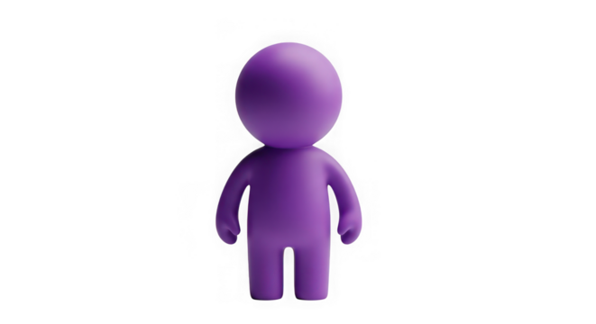 Ai generated image of purple abstract human figure standing, isolated on transparent background
