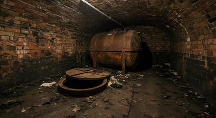 Old Underground Water Tank in Brick Cellar