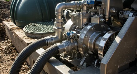 Fototapeta premium Industrial Pump System for Wastewater Treatment