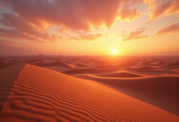 vibrant sunset over golden sand dunes breathtaking nature abstract colorful sky textures warm tones serenity, beach, landscape, gradient, orange, desert