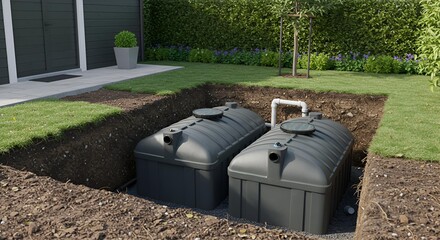 Rainwater Harvesting System Tanks Installation in Garden