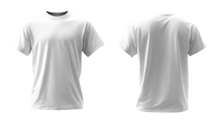 High-resolution blank white t-shirt PNG template with seamless transparent background and crisp cutout edges for versatile apparel mockups and graphic design integration